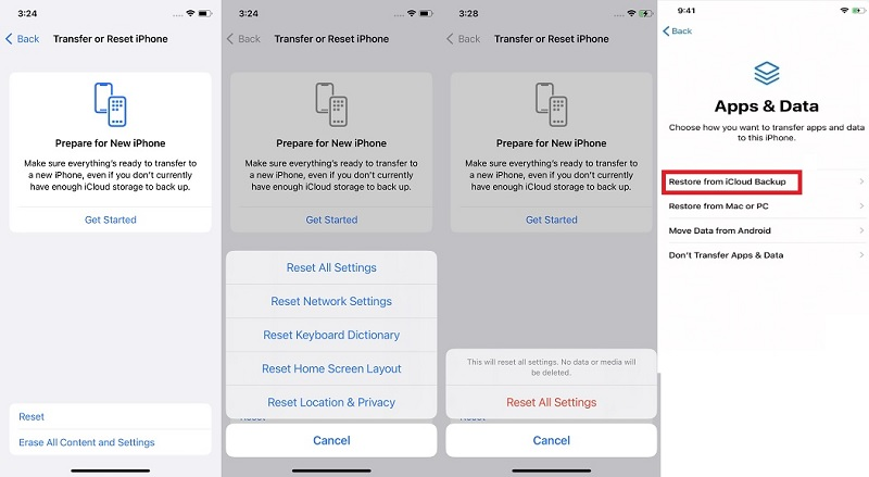 restore previous backup on icloud