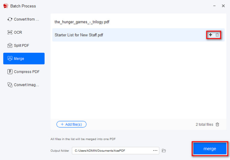 move or delete file and merge