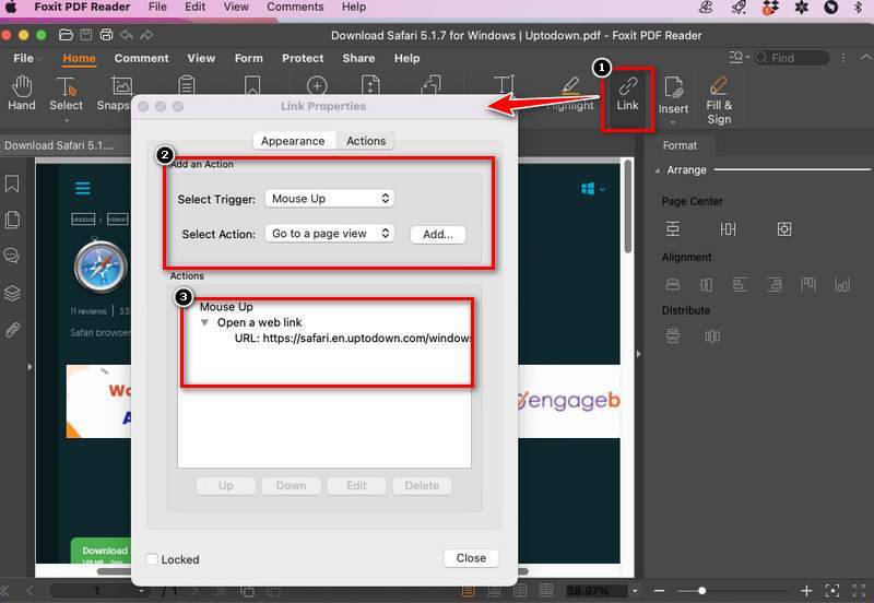 link attachment in pdf