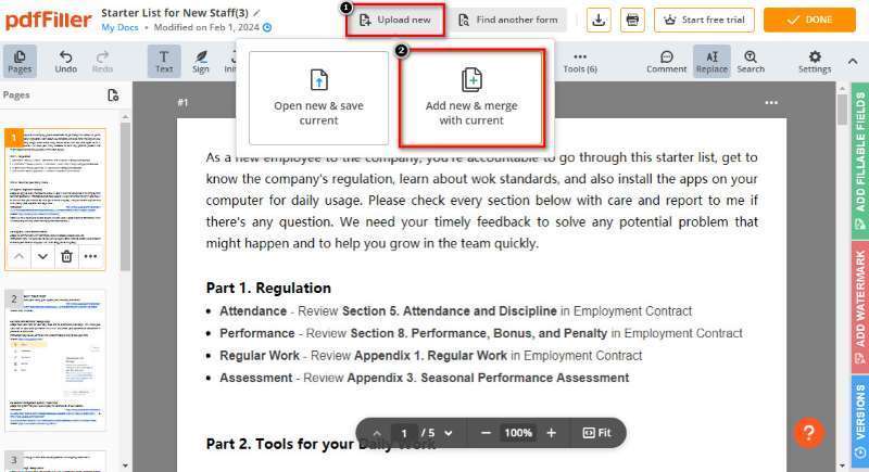 add new and merge with current