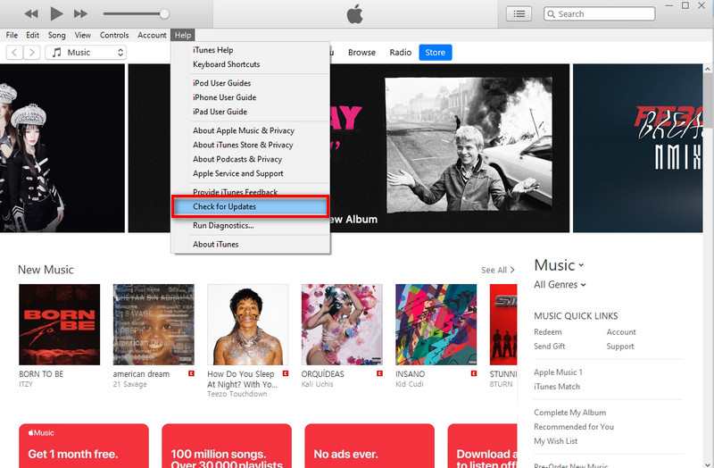 check for updates itunes