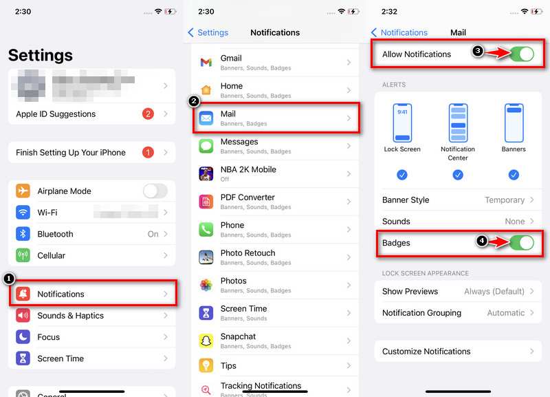 enable mail notifications