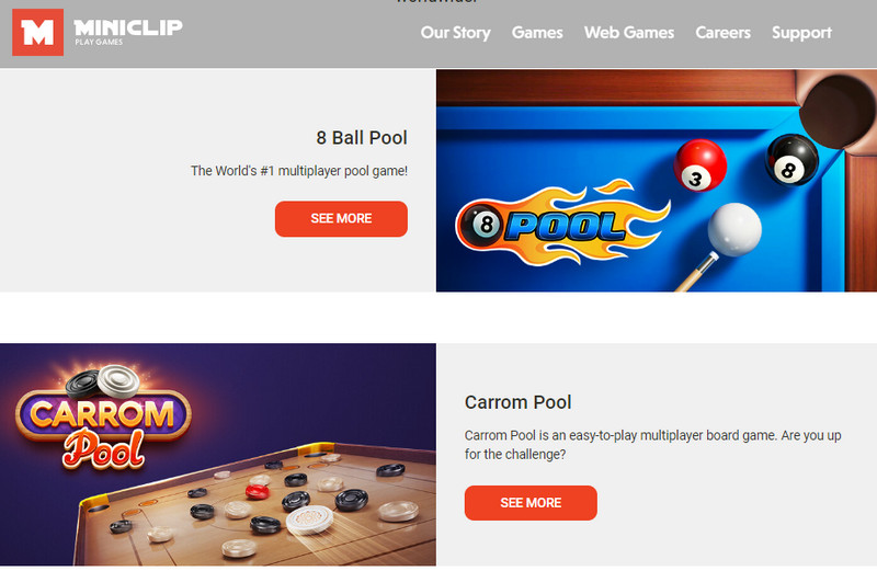 miniclip play game interface