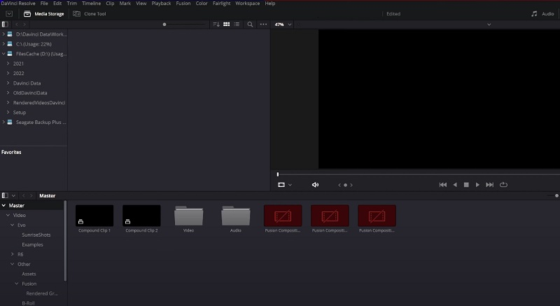 davinci resolve software interface