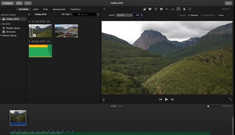 imovie drone video editing interface