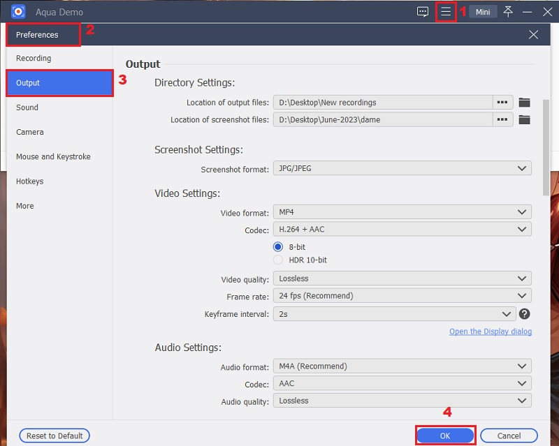 adjust recording settings