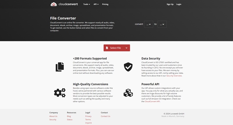 Cloudconvert-Homepage