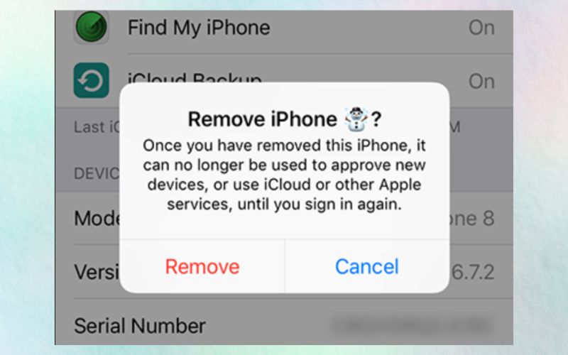remove iphone using settings