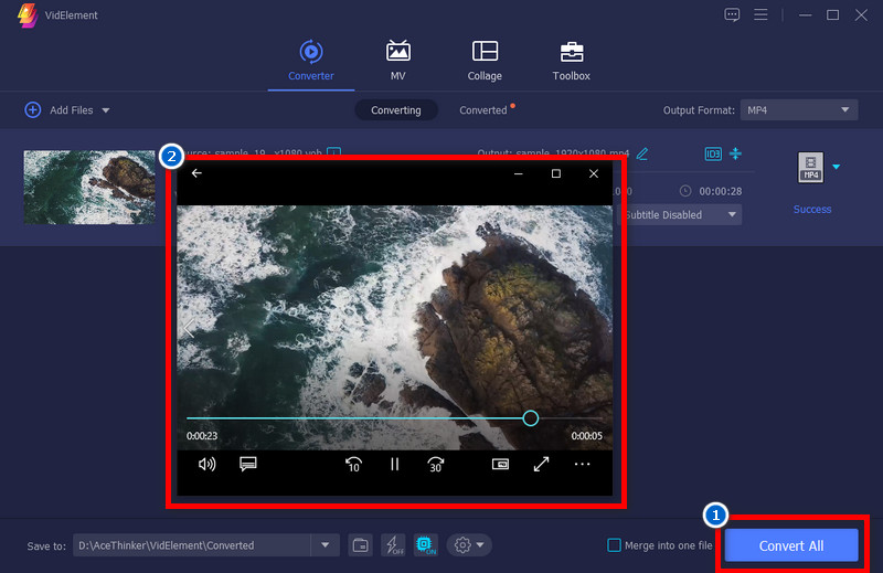 click convert all to to start conversion process