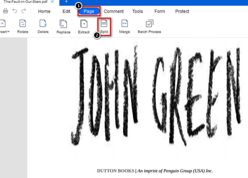 select the page on the toolbar
