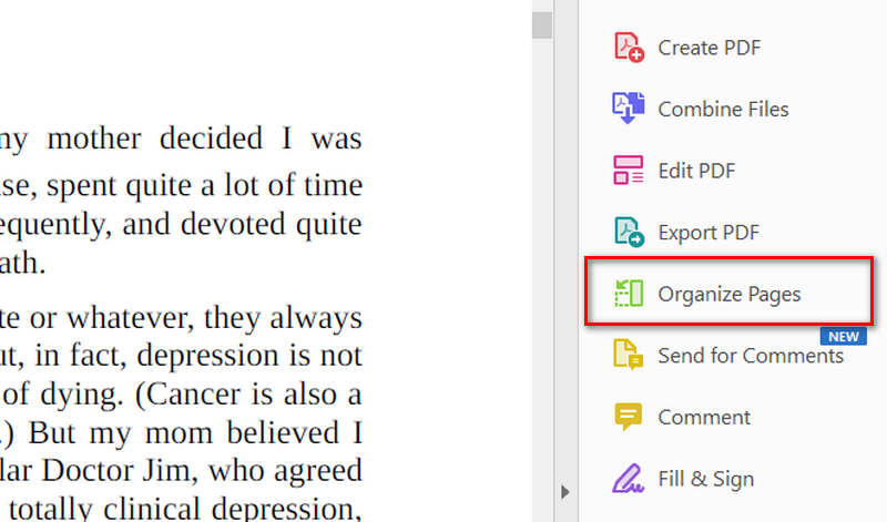 go to organize pages