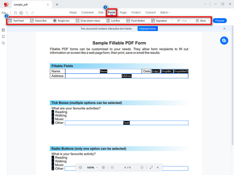 go to form tab to see the form fields