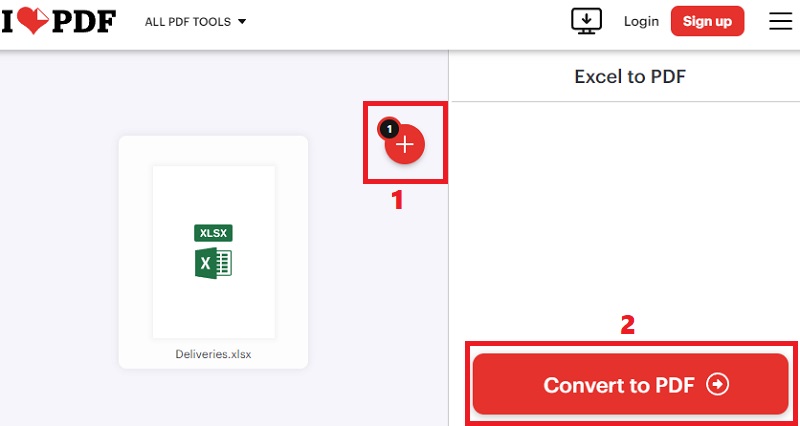hit + icon and click convert to pdf
