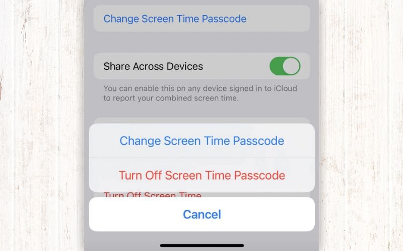 change screen time passcode in the settings