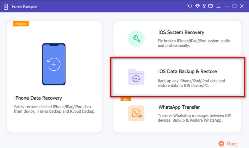 ios data backup & restore main interface