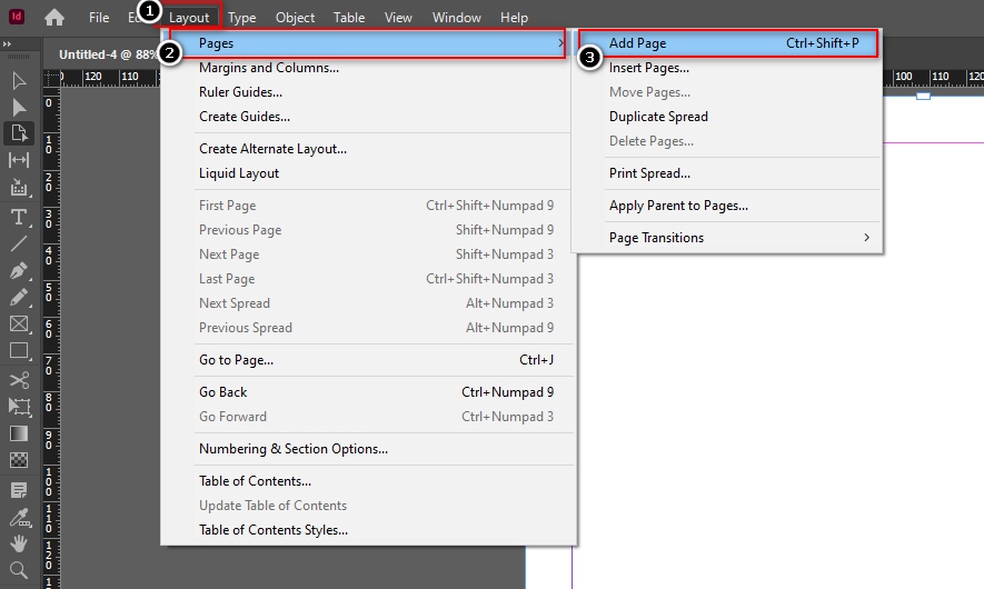 add pages on indesign