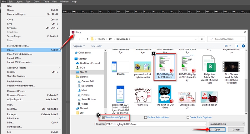 select file and place