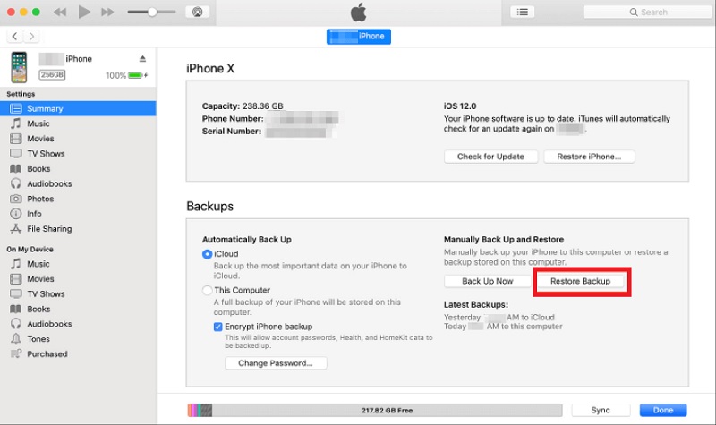 recover deleted photos using itunes backup