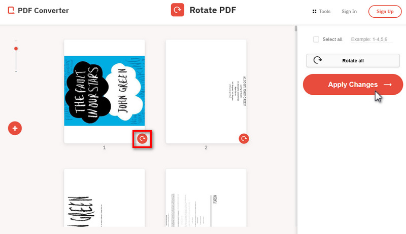 rotate the page with pdf converter