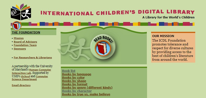 international children digital library interface