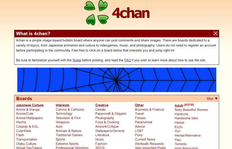 4chan main interface