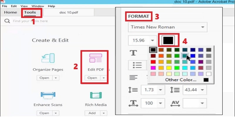 adobe acrobat pro dc interface