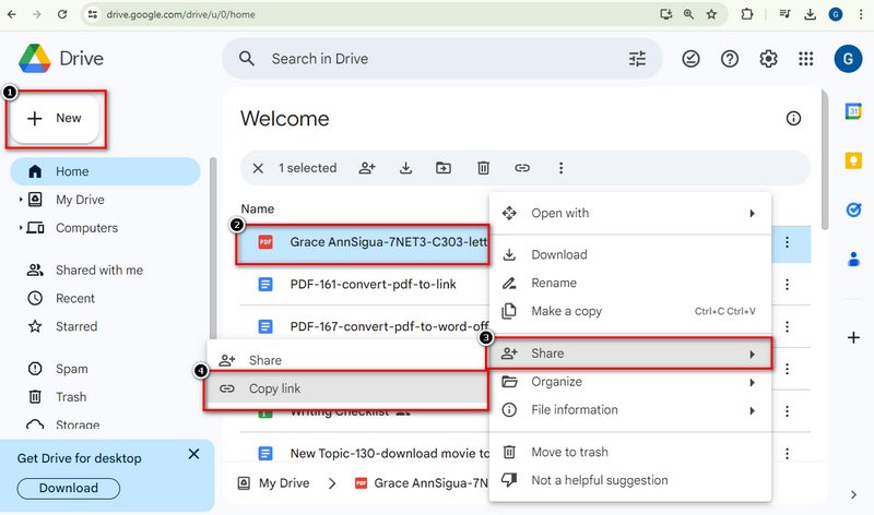 get link of pdf with google drive