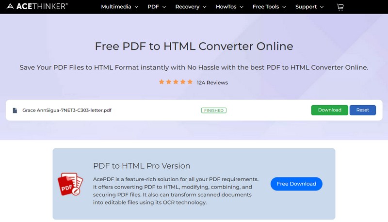 online tool to convert pdf to html