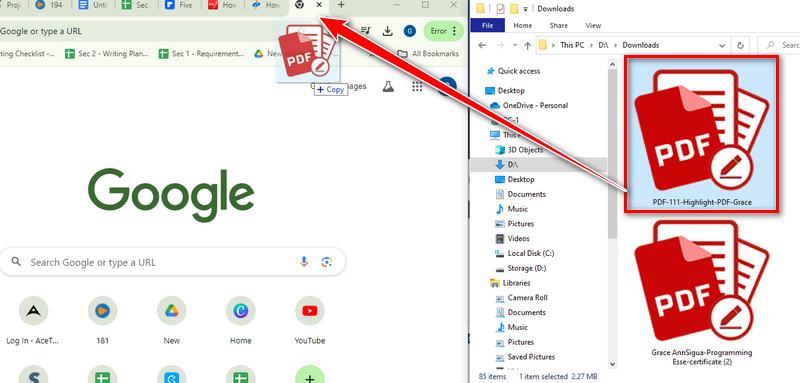 open the file on google chrome