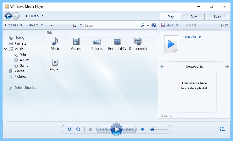 windows media player interface