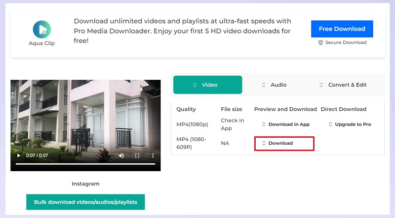 download instagram video