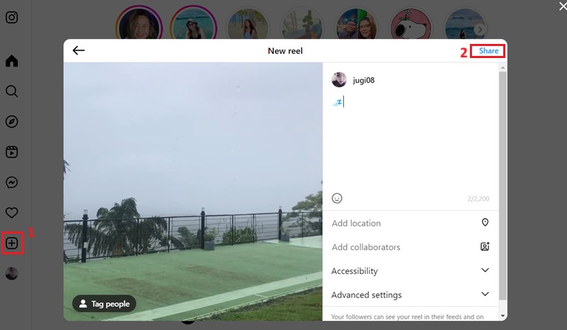 upload instagram post on pc