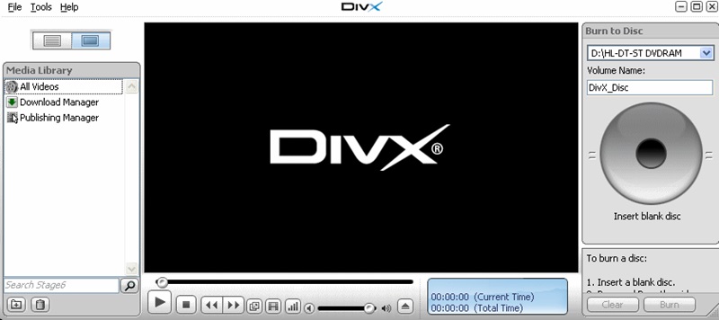 divx player interface