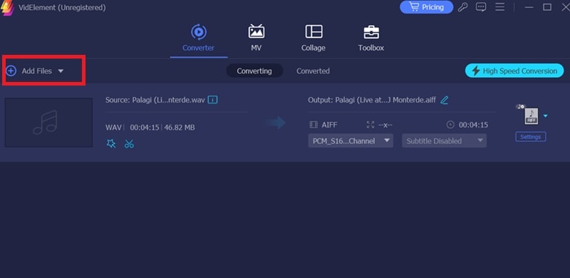 videlement add file option