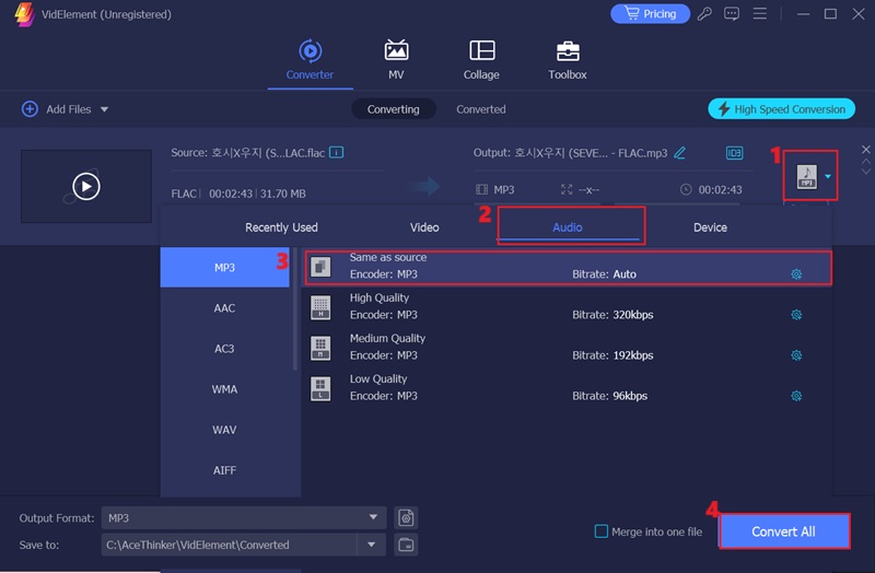 convert flac to mp3