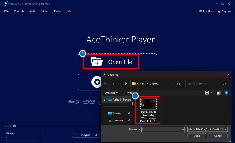 click open file and upload the video
