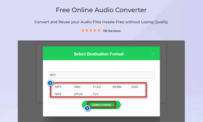 select output format and start conversion process