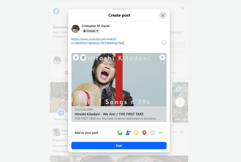 use direct link to embed youtube to facebook
