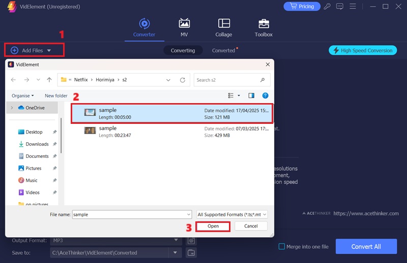 videlement add files