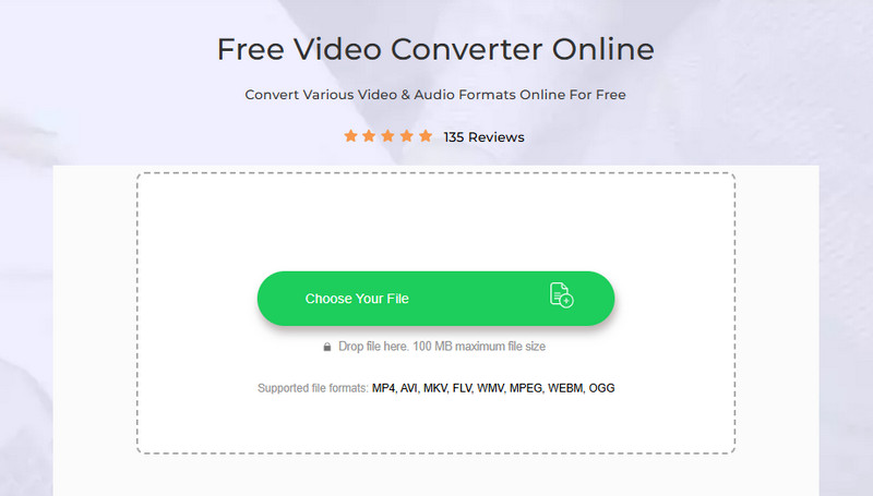 acethinker’s free video converter online main webpage