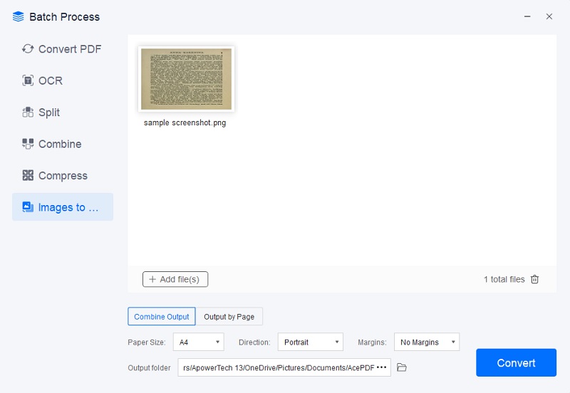 acepdf convert screenshot to pdf