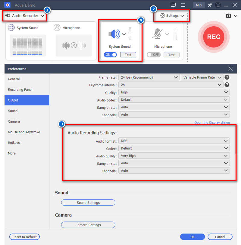configure audio settings
