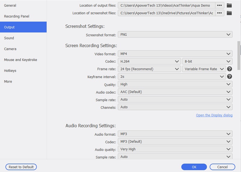 aqua demo configure the settings