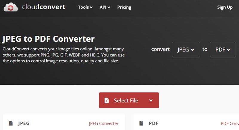 cloudconvert interface