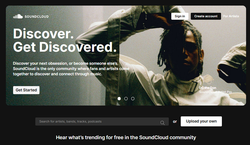 soundcloud homepage