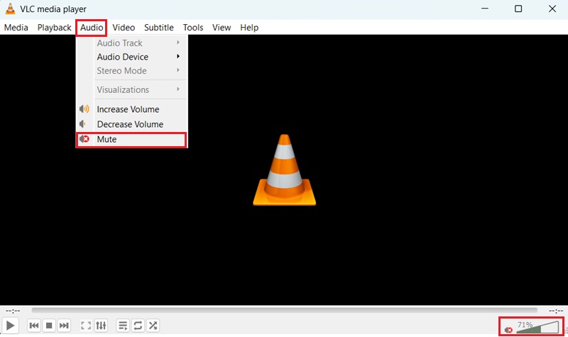 vlc muted