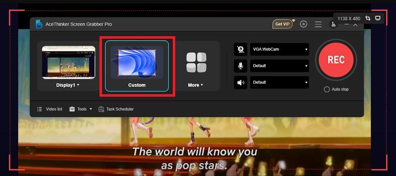 record in custom mode