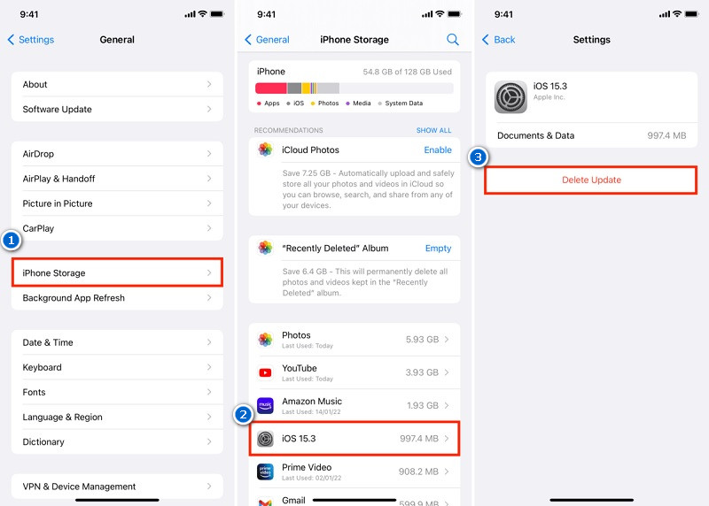 delete current ios update