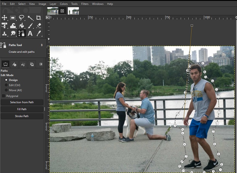gimp crop a person out of a photo