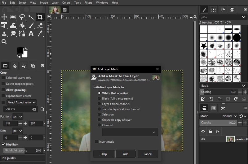 make background transparent in gimp using layer masks